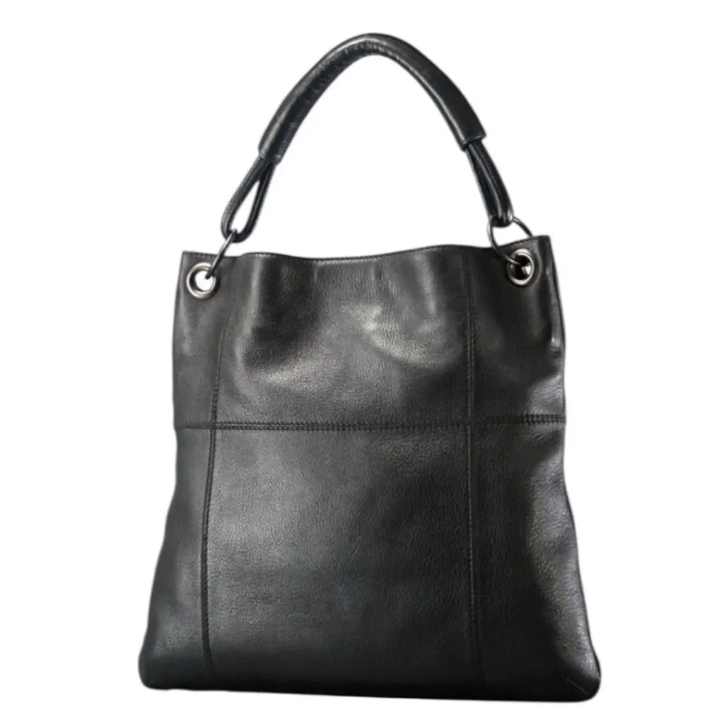 BOTTEGA VENETA Black Leather One Shoulder HoboTote Bag Auth